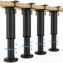 4 Pcs Adjustable Height Bed Support Legs 7.08-13 inch, Extra Durable Steel Bed Frame Support Legs with Wider Base, Bed Slat Support Legs for Bed Frame/Bed Center Slat/King/Queen Bed Frame
