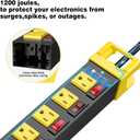 Power Strip with Individual Switches - 8 Outlet Heavy Duty Power Strip with Cord Manager,1200J Surge Protector Home Office Garage Industrial