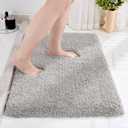 Disolla Grey Bathroom Rug 17x24 - Non-Slip Plush Small Bath Mat, Highly Absorbent & Ultra Soft Fluffy Floor Mat, Machine Washable for Shower and Tub