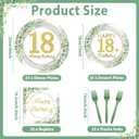 Qyeahkj 100 Pcs 18th Birthday Decorations Party Tableware Set Greenery Eucalyptus Paper Plates Sage Green Plates Forks and Napkins 18th Birthday Party Decors for 18 Years Girls Women Serve