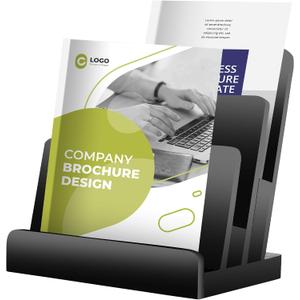 8.5 x 11 Brochure Display Stand 3 Tier Wooden Brochure Holder Black Literature Holder Magazine Display Business Card Holder Postcard Display Flyer Holder for Magazine Pamphlet Booklets Menu (1)