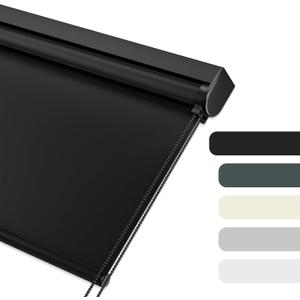 Blackout Roller Shades for Windows, Color-Matched Roller Blinds, UV Protection, Thermal Insulation Fabric Room Darkening Shades for Home, Office, Black, Custom Size.