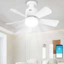 LANMEL Socket Fan Light with Remote & APP, 17.7'' Socket Breeze Ceiling Fan with Socket Extender, 3 Colors LED Light Bulb, Screw in Small Ceiling Fan for Bedroom Living Room Kitchen Garage (White)