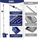 Chicken Poop Scooper & Rake, 2-in-1 Chicken Coop Pooper Shovel with 3-Shape Sifting Holes, 39 to 68" Chicken Coop Rake Stainless Steel Handle Litter Shovel for Small Farm Animals