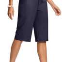 ISEEGZ Women's Swim Capris Pants High Waist Tummy Control Quick Dry UPF 50+ Long Board Shorts with Liner and Pockets, XL