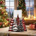 Christmas Tree Paper Towel Holder, Xmas Decor Towels Paper Holder for Kitchen Countertop, Christmas Party Decoration Paper Stand Dispenser Holders Red Trees Steady Roll Holder for Winter Holiday (One Size)