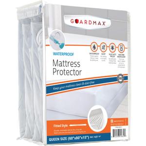 Guardmax Fitted Waterproof Mattress Protector - Hypoallergenic Cover, Noiseless and Breathable  Queen Size (60x80) - Skirt Stretches to 18
