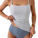 Eomenie Women's Swimsuit Tankini Tummy Control Bathing Suits Two Piece Full Coverage Slim Swim Suits with High Waisted Bottom XL