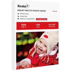 Koala Thin Inkjet Paper 13x19 Inches Matte Paper 100 Sheets 6.5Mil Compatible with Inkjet Printer