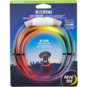 Nite Ize NiteHowl Rechargeable LED Safety Necklace - Adjustable LED Light Dog Necklace - Rechargeable Dog Collar Light for Night Safety - Dog Accessories for Collars - Multicolor