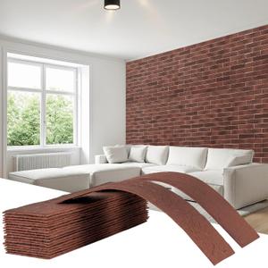 Thin Brick Veneer, 8.5" x 2.3 Faux Brick, Wall Tile for Bedroom, Bathroom, Kitchen,Interior and Exterior Wall, Supplied by Jevie (100pcs, RED)