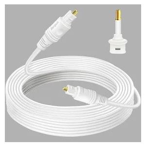 90 Degree Optical Audio Cable 30 feet, Slim Digital Audio Optical Cable, 360 Degree Right Angle Fiber Optic Toslink Cable, Compatible with Sound Bar, TV, Samsung, Vizio, Bose, LG, Sony, Sonos