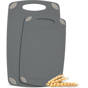 AXIOM CREATIONS 2-Piece Reversible Cutting Board Set Made with Natural Wheat Straw Fiber, Eco-Conscious Food Safe Kitchen Essentials, Gluten Free & BPA Free Chopping Boards for Kitchen, Large and Small