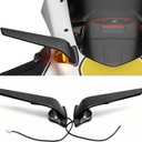 Motorcycle Mirrors with Turn Signals Light Compatible with Yamaha YZF R7 2021-2025/YZF R6 2017-2020 Motorcycle Rearview Mirrors Anti-glare Blue Lenses Winglet Mirror Adjustable Rotating Side Mirrors