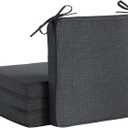 Greendale Home Fashions Outdoor 18-inch Square Reversible Seat Cushion with Ties, 4-Pack, Graphite 4 Count