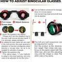BIJIA 3X Hands-Free Binocular Opera Glasses, for Concerts, Theater, Opera, Sports Events, Travel, Museum, Wildlife Close Viewing and Fishing, Clear Edge-to-Edge Optics, Adjustable Focus (Green Film)