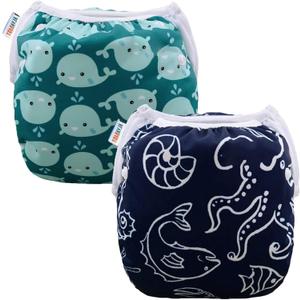 ALVA BABY Swim Diapers Reusable and Adjustable for 0-2 Years Baby, 1-3Y