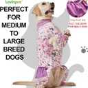 LovinPet Large Dog Onesies, High Collar Cotton Dog Bodysuit, UV Protection, Post Surgery Comfort Clothes, Lightweight Light Pink Baby Elephant Print, Pitbull Clothes, Undershirt for Dog Dresses, M, Pink/Purple