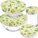 4 Pack Beeswax Bowl Covers for Bread Proofing,Sourdough Bowl Cover,Sourdough Jar Cover,4/6/9/11 Inch Natural Beeswax Organic Cotton Reusable Food Storage Lids for Jars,Bowls