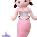 NXNYNZ Mermaid Stuffed Animal Plush, 31.5in Cute Soft Pink Hugging Mermaid Plushies Pillow Toys Kawaii Birthday Gift for for Adults Kids Boys Girls