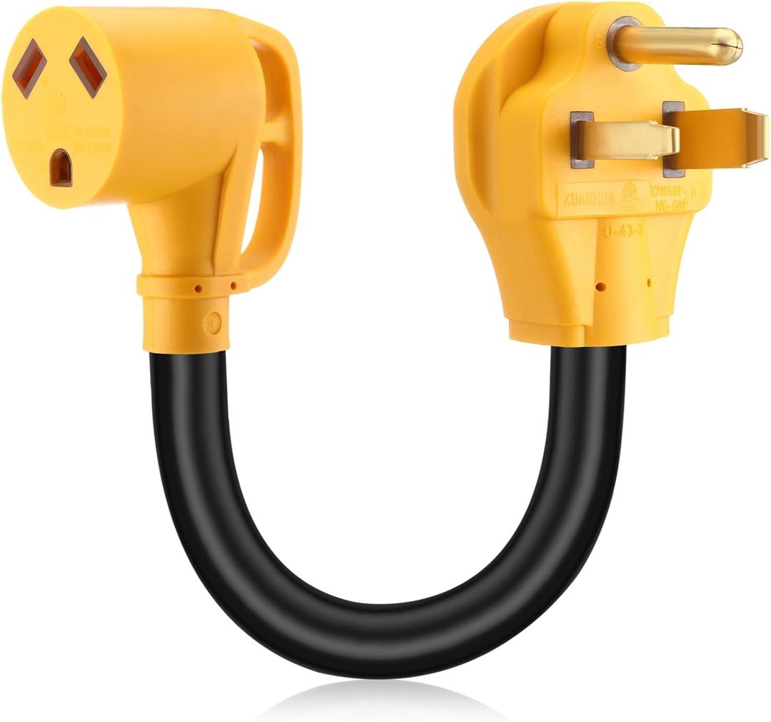 Kanayu NEMA 6-50P to TT-30R 50Amp to 30Amp RV Power Adapter Cord, 240V 3 Prong 50A Welder Male Plug to 30A RV Female Receptacle, Only for 240V 30 Amp, Not Convert to 120V, ETL Listed (Yellow)