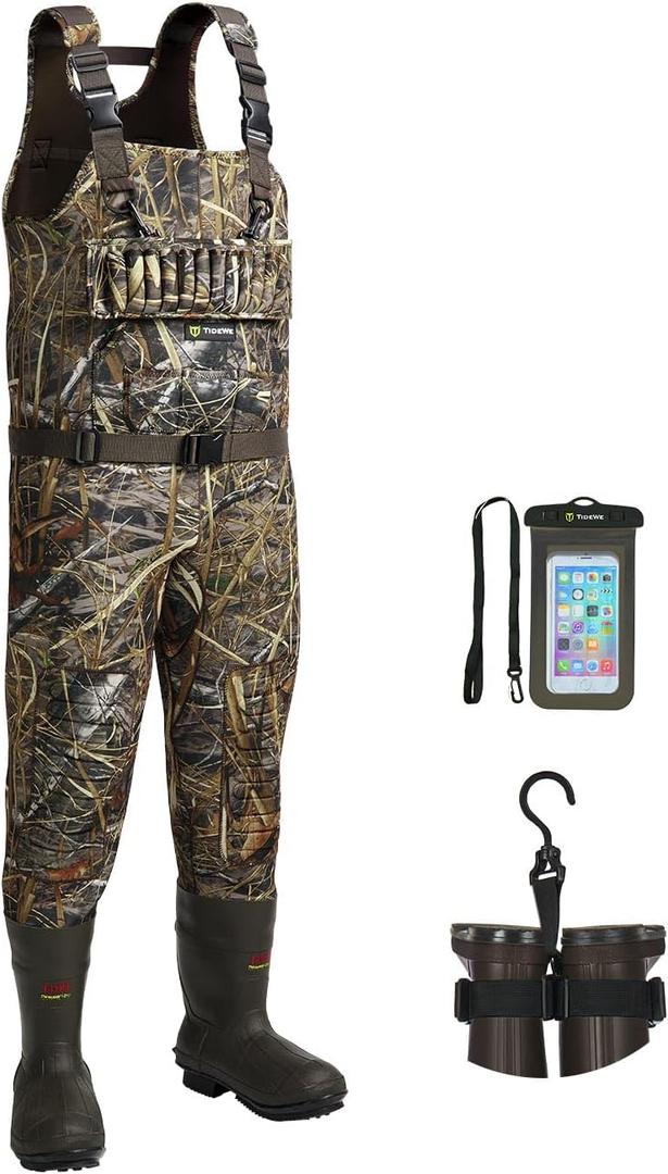 TIDEWE Hunting Wader with 1400&1600G Insulation Rubber Boot, 5mm Neoprene Waterproof Chest Wader for Fishing, Hunting (13)