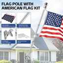 5 FT Flag Pole Kit for Outside House, Stainless Steel Wall Mount Flagpole with 2-Position Holder Bracket & 360 Spinning Metal Flag Ring Clips for 3x5 American Flag