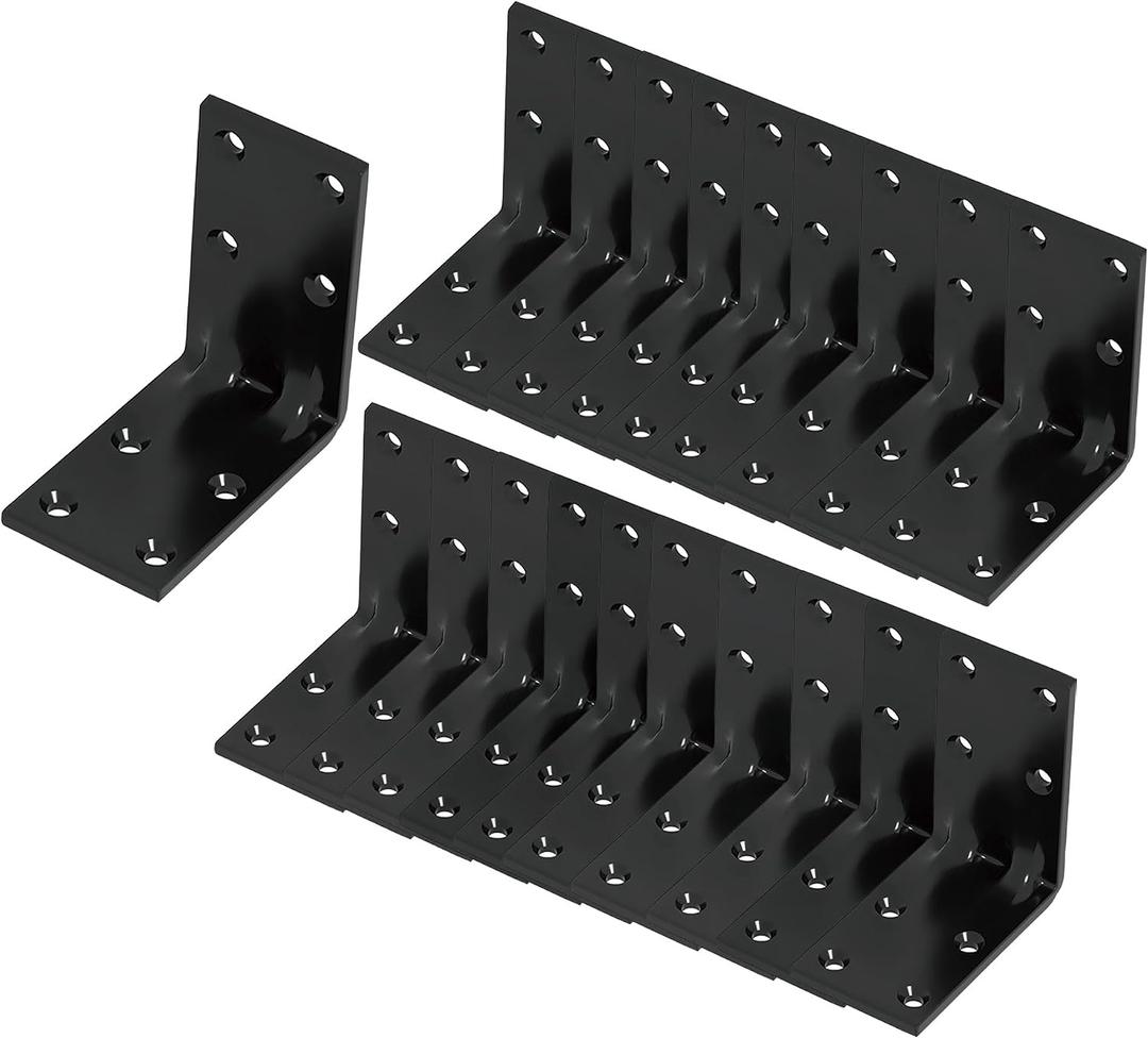 20pcs Steel Corner Brackets, 90 Degree Angle Bracket-2"x 2" Sturdy L Connector Braces for Decorative Knee Braces, Angle Brackets for Wood DIY Projects, L Shelf Brackets