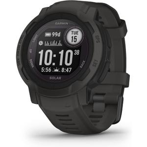 Garmin Instinct 2 Solar, Smaller-Sized Rugged Outdoor Watch with GPS, with Solar Charging Capabilities, Built for All Elements, Multi-GNSS Support, Tracback Routing and More, Graphite (45 MM)