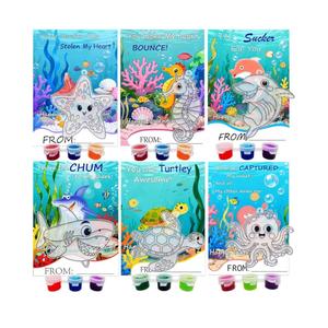 AUEKIV 30Sets Valentines Day Cards with Ocean Animal Suncatcher Kit Sea Animals Suncatchers DIY Window Art Paint Craft Kits Under The Sea Sun Catchers for Valentine's Day Party Gift Exchange