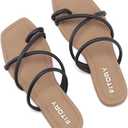 FITORY Women's Slide Sandals Flat Toe Ring Thongs with Cross Strap for Summer Size 7