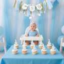 One Silly Goose Birthday Decor for Boy, Goose High Chair Blue Banner, 1st Birthday Party Hat, Silly Goose Cupcake Topper for Baby Shower Party Decorations