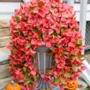 Bougainvillea Artificial Fall Hanging Flowers Plants for Outdoors Autumn Decoration, 2pcs Faux Bougainvillea Vines Red Fake Flowers Realistic UV Resistant Silk Flowers for Outside Planter Yard Home