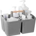 rejomiik Portable Shower Caddy Basket Plastic Cleaning Caddy Organizer Storage Tote with Handle for Bathroom, College, Dorm Room Essentials, Gray