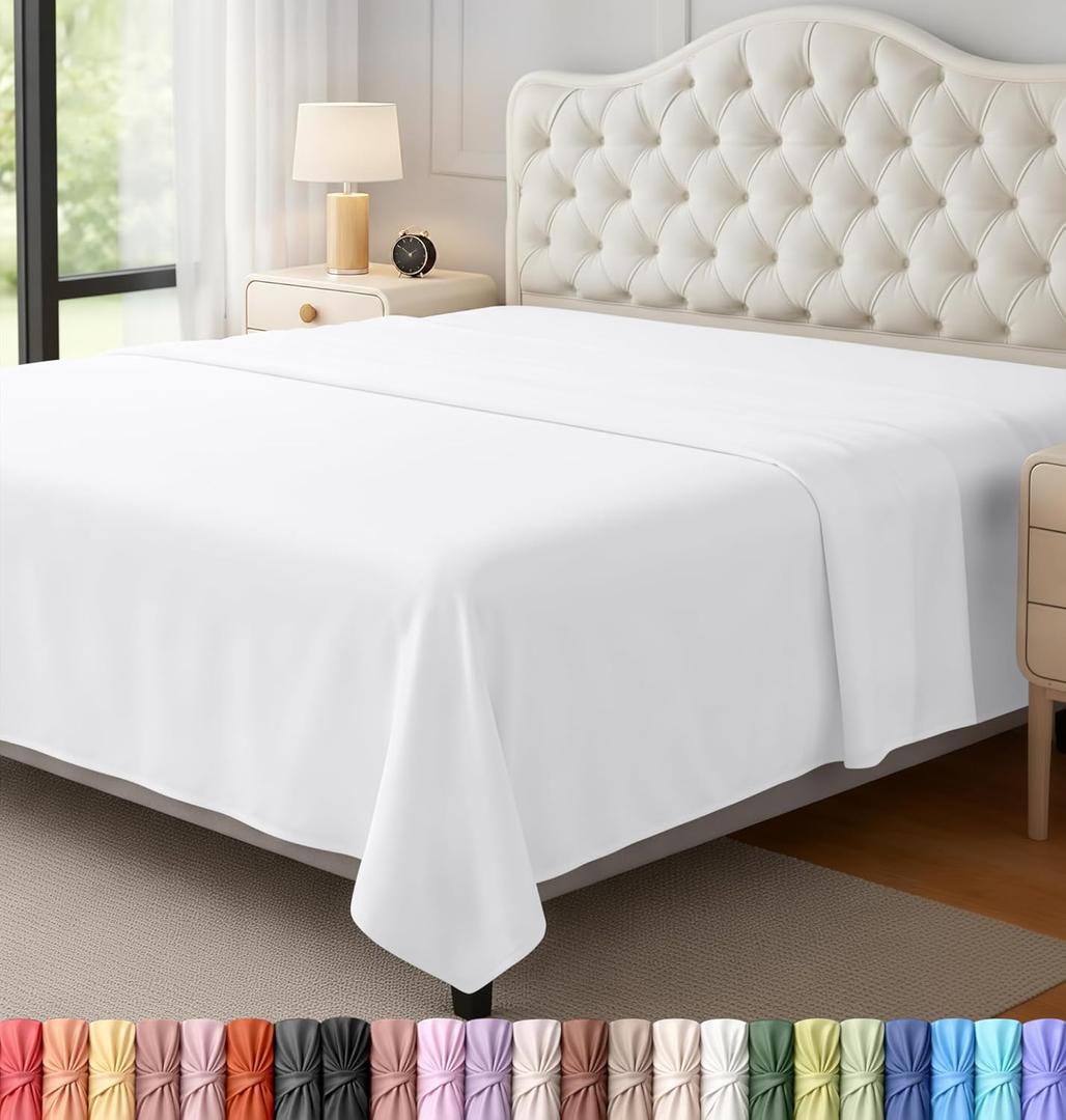 Utopia Bedding Flat Sheet - Soft Brushed Microfiber Fabric - Shrinkage & Fade Resistant Top Sheet - Easy Care - 1 Flat Sheet Only (King, White)