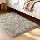 LOCHAS Soft Fluffy Faux Fur Rugs for Bedroom Bedside Rug 2x4 Feet, Washable, Furry Sheepskin Area Rug for Living Room Girls Room, Luxury Shag Carpet Home Decor, Beige