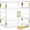 3-Tier Acrylic Pastry Display Case, Countertop Clear Bakery Display Cabinet with Adjustable Pull-Out Layers & Food Clips, Bread Storage Box for Kitchen, Bakery, Cafe – 18.90″×10.24″×16.14″