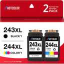 PG-243 CL-244 Replacement for Canon Ink cartridges 243 and 244 for Canon 243 Black Ink for Canon mg2522 Ink cartridges PIXMA TS3120 TS3122 MX492 MG2525 TR4520(1Black/1Tri-Color, 2PK)