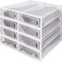 DHMAKER 8 Pack Boot Storage Box, Stackable Clear Plastic Boot Shoe Organizer for Tall Boots, Closet, Drop Front Boot Organizer, Large Shoe Container Boot Storage with Lid, 20.5" x 11.8" x 5.5"