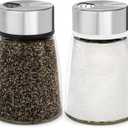 Salt and Pepper Shakers Set with Adjustable Pour Holes - Stainless Steel Spice Dispenser - Perfect for Pink Himalayan, Table Salt, Black and White Pepper