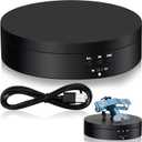 Hicarer Rotating Display Stand 360 Degree Motorized Rotating Turntable Display Stand with USB Power Cable for Photography Products and Shows, Black (PVC)