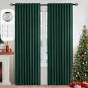 MIULEE Christmas Hunter Green Back Tab Blackout Curtains 90 Inches Long 2 Panels Set for Living Room Bedroom, Rod Pocket/Pinch Pleat Thermal Insulated Room Darkening Pleated Light Blocking Drapes
