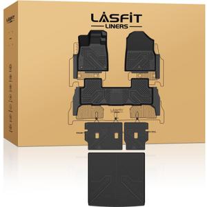 LASFIT Full Set Floor Mats for Honda Passport 2026, Extended Door Sill Coverage All Weather TPE Custom Fit Passport Floor Liner Accessories, 1st & 2nd Row & Cargo Mat with Backrest Mat Full Set, Black