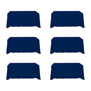 BRILLMAX 6 Pack Navy Blue Tablecloths 90 x 132 Inch for 6ft Rectangle Tables - 150 GSM Polyester Fabric, Floor Length Drop, Water, Stain & Wrinkle Resistant Cloth Cover for Wedding Reception Banquet