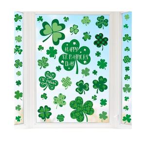 9 Sheets St Patricks Day Window Clings, 116 PCS St Patrick's Day Shamrock Window Stickers for St Patricks Day Decorations, Green Static Spring Window Clings for Glass Windows Decor