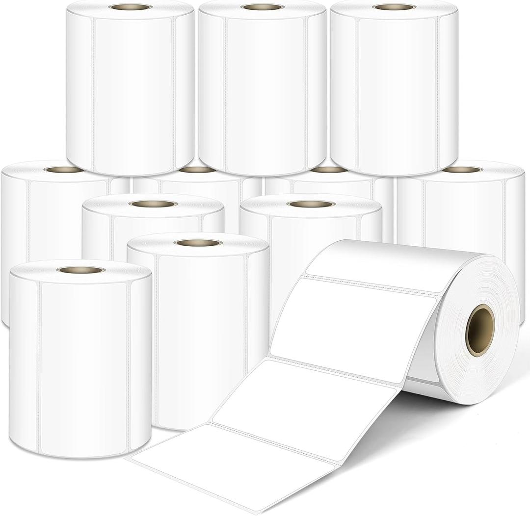 L LIKED 4" x 2" Direct Thermal Labels, Permanent Adhesive Barcode Shipping Labels & Compatible with Rollo, Zebra and Other Desktop Printers (1 Roll, 750 Labels)