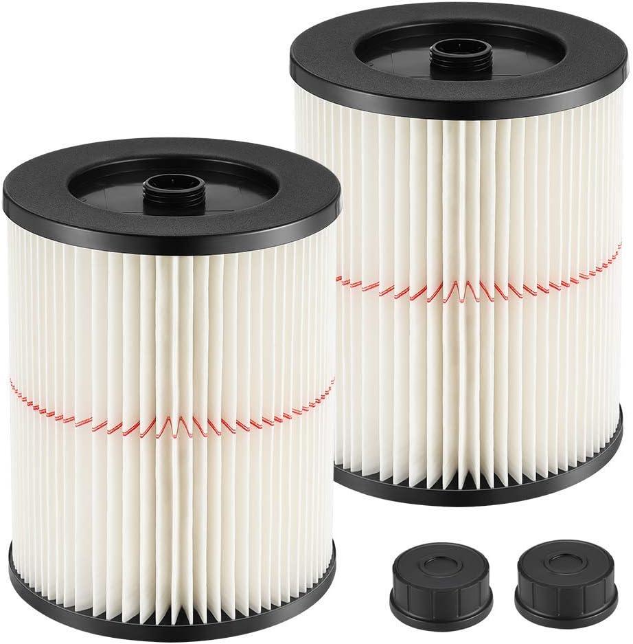 9-17816 Red Stripe Vacuum Cartridge Filter Replacement Compatible with Craftsman Wet/Dry 5/6/8/12/16/32 Gallon and Larger (Pack of 2)