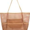 Tainehs Beach Bag - Mesh Tote Bag Beach Vacation Clothes for Women Pool Bag for Travel Pool Family Cruise Essentials 2026, 14.17 inches long by 6.69 inches wide by 15.36 inches high, A-khaki