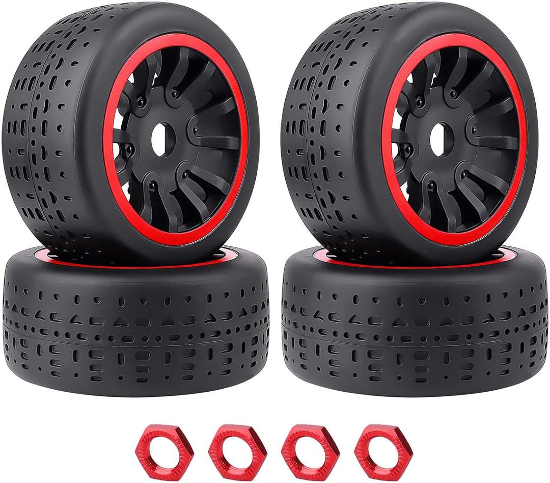 HobbyPark 17mm Hex Pre-Glued 42/100 2.9 Belted Tires and Wheels RC Street Tire with Foam Inserts for 6s High Speed Runs fit for 1/7 Arrma Infraction Felony 6S BLX Limitless 1/8 Typhon 6S 3S (Set of 4)