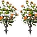 smfbegl Artificial Camellia Tree【 2 Pack 】, 36'' Faux Camellia Plant in Pot with Orange Flowers for Spring Home Front Door Outdoor Indoor Decoration (Orange)